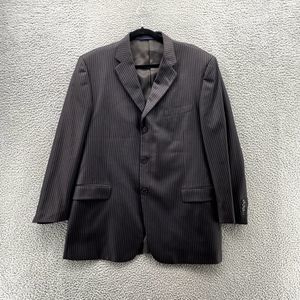 Burberry Jacket Sz 46R Gray Blue Pinstripe Wool Designer Coat Blazer Formal Mens